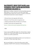 MATERNITY HESI TEST BANK 2026&NewLine;NURSING TEST PAPER QUESTIONS&NewLine;ANSWERS GRADED A&plus;&NewLine;
