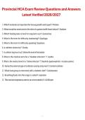 Provincial HCA Exam Review Questions and Answers Latest Verified 2026&sol;2027