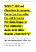 WGU D118 Final &NewLine;Objective Assessment &NewLine;Exam Questions And &NewLine;Correct Answers &NewLine;&lpar;Verified Answers&rpar; &NewLine;Plus Rationales &NewLine;2025&sol;2026 Q&A &vert; &NewLine;Instant Download Pdf 