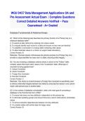 WGU D427 Data Management Applications OA and Pre Assessment Actual Exam 2026&sol;2027 &vert; Complete Questions Correct Detailed Answers Verified &ndash; Pass Guaranteed - A&plus; Graded