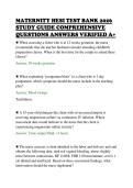 MATERNITY HESI TEST BANK 2026&NewLine;STUDY GUIDE COMPREHENSIVE&NewLine;QUESTIONS ANSWERS VERIFIED A&plus;