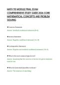 MATH 110 MODULE FINAL EXAM&NewLine;COMPREHENSIVE STUDY GUIDE 2026 CORE&NewLine;MATHEMATICAL CONCEPTS AND PROBLEM&NewLine;SOLVING