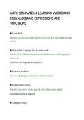 MATH 225N WEEK 4 LEARNING WORKBOOK&NewLine;2026 ALGEBRAIC EXPRESSIONS AND&NewLine;FUNCTIONS