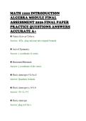 MATH 1222 INTRODUCTION&NewLine;ALGEBRA MODULE FINAL&NewLine;ASSESSMENT 2026 FINAL PAPER&NewLine;PRACTICE QUESTIONS ANSWERS&NewLine;ACCURATE A&plus;&NewLine;
