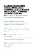 MATH 1222 INTRODUCTION&NewLine;ALGEBRA MODULE FINAL&NewLine;ASSESSMENT 2026 STUDY GUIDE&NewLine;COMPREHENSIVE QUESTIONS&NewLine;ANSWERS VERIFIED A&plus;&NewLine;