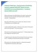 Orthotic CPM Exam - Oral Questions EXAM fully solved & updated 2026-2027 &lpar;latest version verified for accuracy&rpar; &lpar;Questions &plus; Answers&rpar; Solved 100- Correct&excl;&excl;