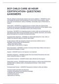 DCF CHILD CARE 40 HOUR CERTIFICATION- QUESTIONS &ANSWERS