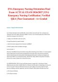 ENA Emergency Nursing Orientation Final Exam ACTUAL EXAM 2026&sol;2027 &vert; ENA Emergency Nursing Certification &vert; Verified Q&A &vert; Pass Guaranteed - A&plus; Graded