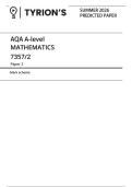 AQA A LEVEL MATH PAPER 2 MS PREDICTED PAPER SUMMER JUNE 2026