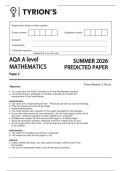 AQA A LEVEL MATH PAPER 2 QP PREDICTED PAPER SUMMER JUNE 2026