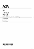 AQA AS LEVEL FRENCH MAY JUNE 2025 PAPER 1 MARKSCHEME