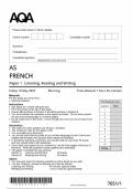 AQA AS LEVEL FRENCH MAY JUNE 2025 PAPER 1 QUESTION PAPER