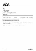 AQA AS LEVEL FRENCH MAY JUNE 2025 PAPER 1 INSERT