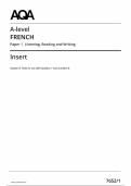 AQA A LEVEL FRENCH MAY JUNE 2025 PAPER 1 INSERT