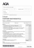 AQA A LEVEL FURTHER MATHEMATICS MAY JUNE 2025 PAPER 3 MECHANICS QUESTION PAPER
