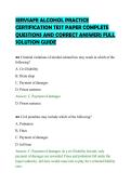 SERVSAFE ALCOHOL PRACTICE&NewLine;CERTIFICATION TEST PAPER COMPLETE&NewLine;QUESTIONS AND CORRECT ANSWERS FULL&NewLine;SOLUTION GUIDE