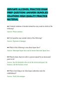SERVSAFE ALCOHOL PRACTICE EXAM&NewLine;PREP QUESTIONS ANSWERS BUNDLED&NewLine;SOLUTIONS HIGH QUALITY PRACTICE&NewLine;MATERIAL