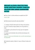 SERVSAFE ALCOHOL PRACTICE FINAL&NewLine;PAPER QUESTIONS ANSWERS COMPLETE&NewLine;SOLUTION VIEW AHEAD GUARANTEED&NewLine;SUCCESS