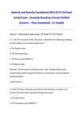 Network and Security Foundations WGU D315 OA Exam Actual Exam 2026&sol;2027 &vert; Accurate Questions Correct Verified Answers &ndash; Pass Guaranteed - A&plus; Graded