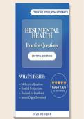 Updated HESI Mental Health RN V1 V3 2020 Comprehensive Test Bank Complete Exam Questions and Answers with Detailed Rationales&comma; Psychiatric Nursing Scenarios&comma; Mental Health Assessment Frameworks&comma; Therapeutic Communication Applications&comma; Psychopharmacology C