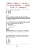 Updated Comprehensive Test Bank for Roach&rsquo;s Introductory Clinical Pharmacology 11th Edition Complete Exam Questions and 100&percnt; Correct Answers with Detailed Rationales&comma; Drug Mechanism Explanations&comma; Clinical Application Scenarios&comma; and Structured Revision Sup