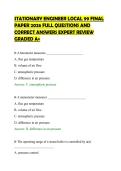 STATIONARY ENGINEER LOCAL 99 FINAL&NewLine;PAPER 2026 FULL QUESTIONS AND&NewLine;CORRECT ANSWERS EXPERT REVIEW&NewLine;GRADED A&plus;