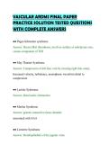 VASCULAR ARDMS FINAL PAPER&NewLine;PRACTICE SOLUTION TESTED QUESTIONS&NewLine;WITH COMPLETE ANSWERS