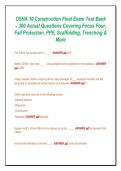 OSHA 10 Construction Final Exam Test Bank &ndash; 300 Actual Questions Covering Focus Four&comma; &NewLine;Fall Protection&comma; PPE&comma; Scaffolding&comma; Trenching & &NewLine;More 