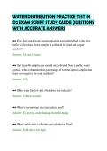 WATER DISTRIBUTION PRACTICE TEST D1&NewLine;D2 EXAM SCRIPT STUDY GUIDE QUESTIONS&NewLine;WITH ACCURATE ANSWERS