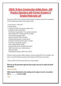OSHA 10-Hour Construction Safety Exam &ndash;200 &NewLine;Practice Questions with Correct Answers & &NewLine;Detailed Rationale&vert; pdf 