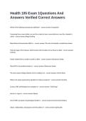 Health 105 Exam 1Questions And Answers Verified Correct Answers&NewLine;&NewLine;
