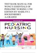 TEST BANK MANUAL FOR WONG&rsquo;S ESSENTIALS OF PEDIATRIC NURSING 11TH EDITION BY MARILYN J&period;  HOCKENBERRY A&plus;GRADED