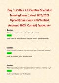 Day 3&colon; Zabbix 7&period;0 Certified Specialist Training Exam &lpar;Latest 2026&sol;2027 Update&rpar; Questions with Verified Answers&vert; 100&percnt; Correct&vert; Graded A&plus;