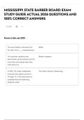 MISSISSIPPI STATE BARBER BOARD EXAM STUDY GUIDE ACTUAL 2026 QUESTIONS AND 100&percnt; CORRECT ANSWERS