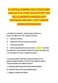 ATI Critical Thinking for ATI Proctored Exam &ndash; 150&plus; Questions & Correct Answers&NewLine;&NewLine;
