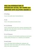 WGU C180 INTRODUCTION TO&NewLine;PSYCHOLOGY ACTUAL TEST PAPER 2026&NewLine;QUESTIONS WITH SOLUTIONS GRADED A&plus;