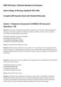 NUR 254 Exam 2 Review Questions & Answers&NewLine;Galen College of Nursing &vert; Updated 2025-2026&NewLine;Complete 300-Question Bank with Detailed Rationales