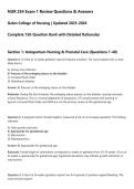 NUR 254 Exam 1 Review Questions & Answers&NewLine;Galen College of Nursing &vert; Updated 2025-2026&NewLine;Complete 150-Question Bank with Detailed Rationales
