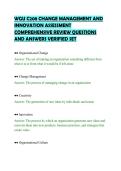 WGU C208 CHANGE MANAGEMENT AND&NewLine;INNOVATION ASSESSMENT&NewLine;COMPREHENSIVE REVIEW QUESTIONS&NewLine;AND ANSWERS VERIFIED SET