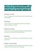 WGU C208 CHANGE MANAGEMENT AND&NewLine;INNOVATION COMPREHENSIVE REVIEW&NewLine;QUESTIONS AND ANSWERS VERIFIED SET