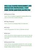 WGU C208 CHANGE MANAGEMENT AND&NewLine;INNOVATION PROFESSIONAL STUDY&NewLine;SHEET TESTED QUESTIONS MASTER FILE