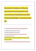 Illinois Basic Firefighter Certification Examination Practice Questions And Correct Answers &lpar;Verified Answers&rpar; Plus Rationales 2026 Q&A &vert; Instant Download Pdf