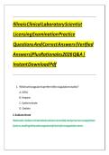 Illinois Clinical Laboratory Scientist Licensing Examination Practice Questions And Correct Answers &lpar;Verified Answers&rpar; Plus Rationales 2026 Q&A &vert; Instant Download Pdf