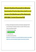 Illinois Critical Care Paramedic Certification Examination Practice Questions And Correct Answers &lpar;Verified Answers&rpar; Plus Rationales 2026 Q&A &vert; Instant Download Pdf