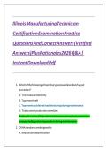 Illinois Manufacturing Technician Certification Examination Practice Questions And Correct Answers &lpar;Verified Answers&rpar; Plus Rationales 2026 Q&A &vert; Instant Download Pdf