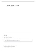 BUAL 2650 YAN EXAM 2 QUESTIONS AND ANSWERS WITH COMPLETE SOLUTIONS 