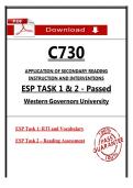 WGU C730 ESP Tasks 1 & 2 &ndash; RTI&comma; Vocabulary & Reading Assessment &ndash; Passed Task