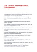 ASL 101 FINAL TEST QUESTIONS AND ANSWERS