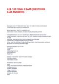 ASL 101 FINAL EXAM QUESTIONS AND ANSWERS