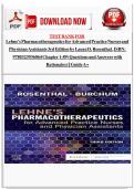 TEST BANK FOR Lehne's Pharmacotherapeutics for Advanced Practice Nurses and Physician Assistants 3rd Edition by Laura D&period; Rosenthal &comma; ISBN&colon; 9780323936064 Chapter 1-89 &lpar;Questions and Answers with Rationales&rpar; &vert;&vert; Guide A&plus;&NewLine;